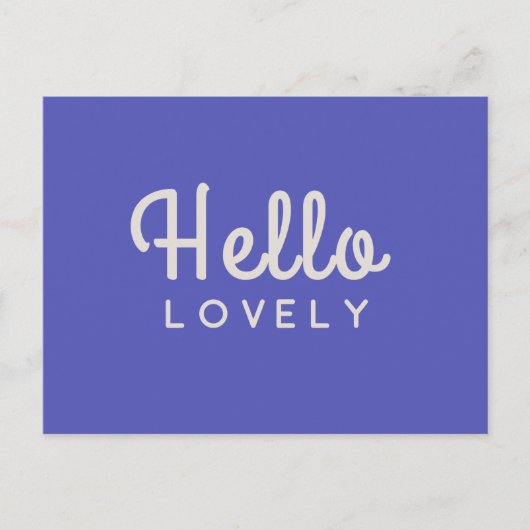 Hello Lovely | Modernes Blue Stylish Trendy Retro Postkarte (Vorderseite)