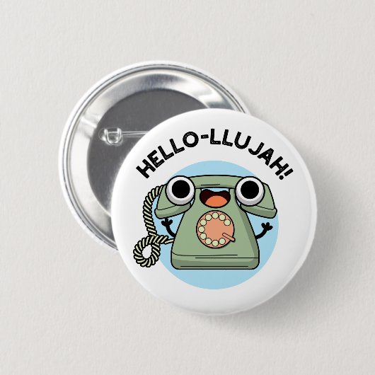 Hello-lujah Funny Telefone Pun Button (Vorne & Hinten)
