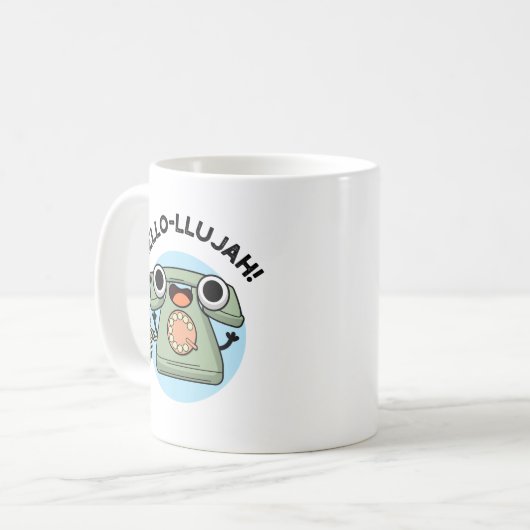 Hello-lujah Funny Telefone Pun Kaffeetasse (Vorderseite Links)
