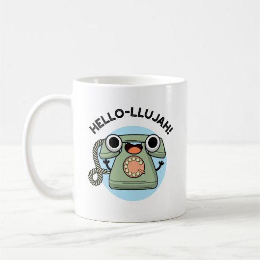 Hello-lujah Funny Telefone Pun Kaffeetasse (Links)