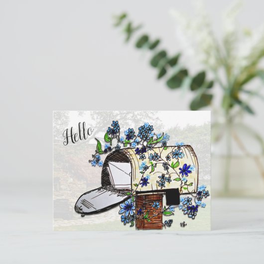Hello Mailbox Art Blank Postkarte (Stehend Vorderseite)