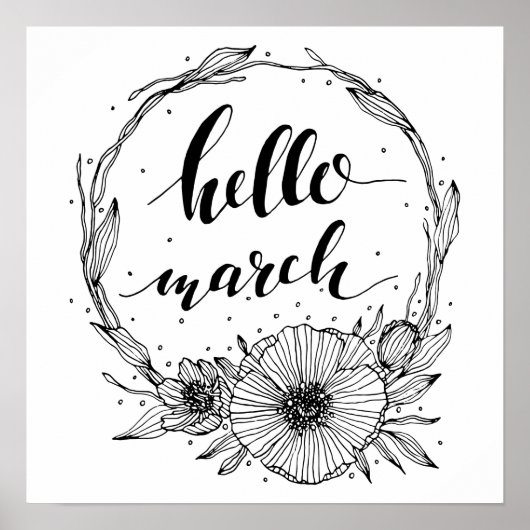 Hello März Line Art Poster (Vorne)