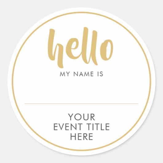 HELLO MEIN NAME IST Ereignis oder Anlass Personali Runder Aufkleber (Vorderseite)