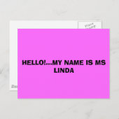 HELLO... MEIN NAME IST MS LINDA! POSTKARTE (Vorne/Hinten)