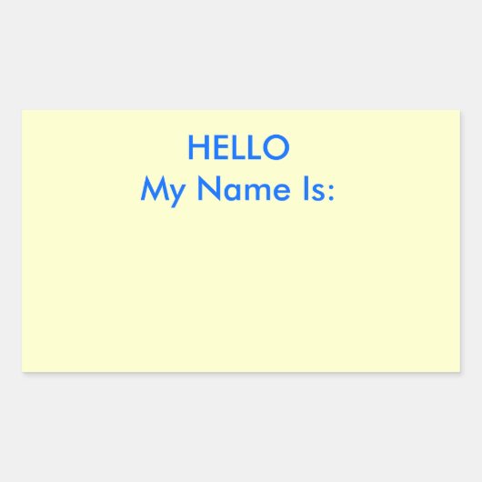 HELLO Mein Name ist: Rechteckiger Aufkleber (Vorderseite)