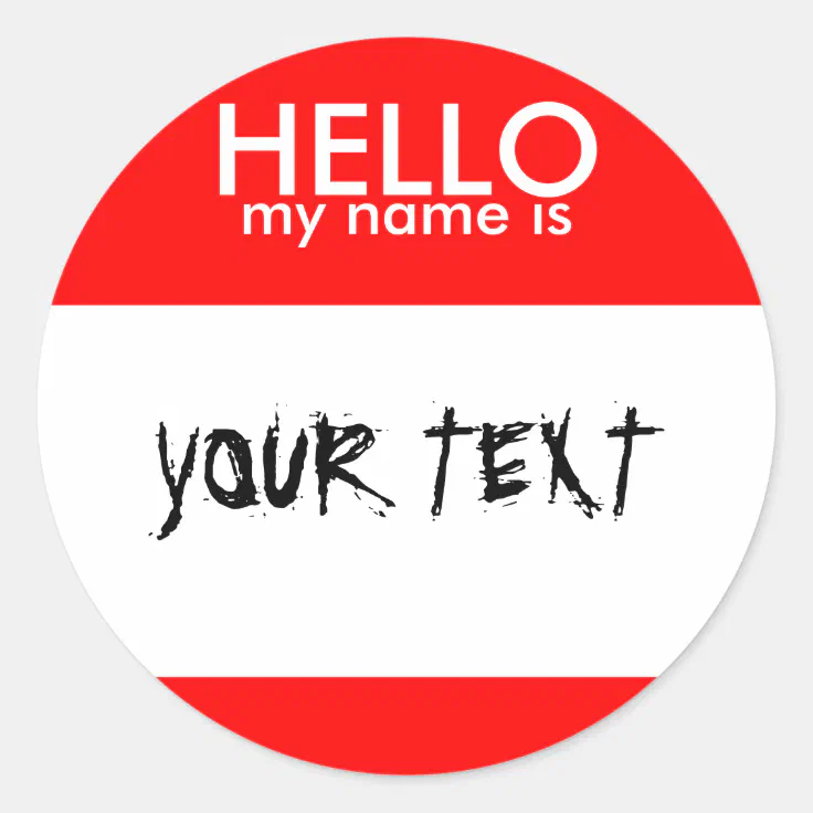 HELLO mein Name ist (RED) Runder Aufkleber Zazzle.de