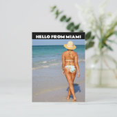 HELLO MIAMI FLORIDA BIKINI BLOND GIRL POSTCARDS POSTKARTE (Stehend Vorderseite)