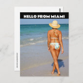 HELLO MIAMI FLORIDA BIKINI BLOND GIRL POSTCARDS POSTKARTE (Vorne/Hinten)