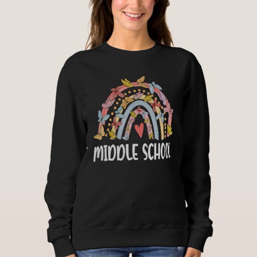 Hello Middle School Rainbow Teachers Back to Schoo Sweatshirt (Vorderseite)