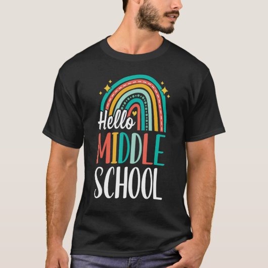Hello MiddleSchool Rainbow for Teachers Girls Kids T-Shirt (Vorderseite)