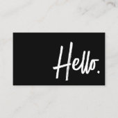 Hello Minimalistisch Black Modern Visitenkarte (Vorderseite)
