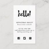 Hello Minimalistisch Social Media Business Card Visitenkarte (Vorderseite)
