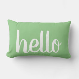 Hello Mint Green Typografie Lumbar Kissen