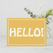 Hello Modern Custom Monogram Text Trendgelb Dankeskarte (Stehend Vorderseite)