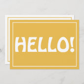 Hello Modern Custom Monogram Text Trendgelb Dankeskarte (Vorne/Hinten)