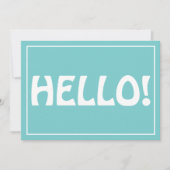 Hello Modern Custom Monogram Text Trendy Aqua Dankeskarte (Vorderseite)