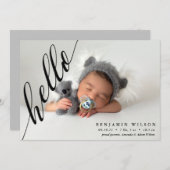 Hello Modern Foto Baby Birth Ankündigung (Vorne/Hinten)
