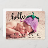 HELLO MODERN GEBURTKÜNDIGUNG FOTOKARTE SCHWARZ ANKÜNDIGUNG (Vorne/Hinten)