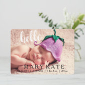 HELLO MODERN GEBURTSANKÜNDIGUNG FOTOKARTE WEISS ANKÜNDIGUNG (Stehend Vorderseite)