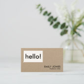Hello Modern Minimalistisch Kraft Visitenkarte (Stehend Vorderseite)