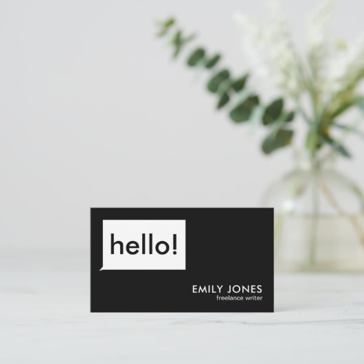 Hello Modern Minimalistisch Visitenkarte (Stehend Vorderseite)