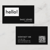 Hello Modern Minimalistisch Visitenkarte (Vorne/Hinten)