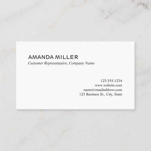 Hello Modern Script Schwarz-weiß Contact Info Visitenkarte (Rückseite)