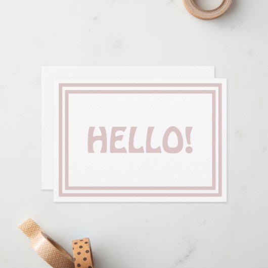 Hello Modern Simple Typografy Girly Niedlich Pink Mitteilungskarte (Vorderseite/Rückseite Beispiel)