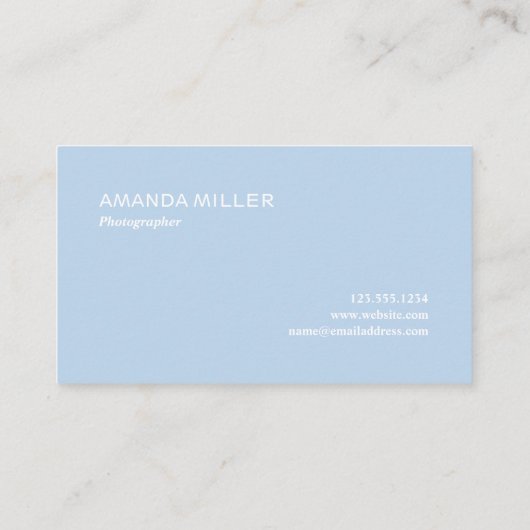 Hello Modern White Script auf Light Blue Visitenkarte (Rückseite)