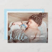 HELLO Moderne Geburtsankündigung Ankündigungspostkarte (Vorne/Hinten)
