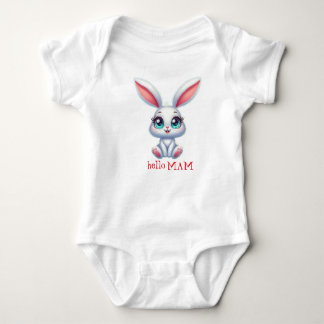 Hello Mom Baby Bodysuit – Cute Bunny Design Baby Strampler