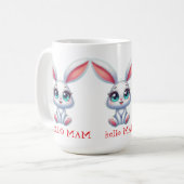 Hello Mom Mug – Cute Bunny Coffee Cup Kaffeetasse (Vorderseite Links)