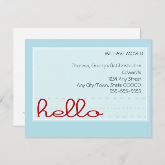 Hello Moving Announcement Ankündigung (Vorne/Hinten)