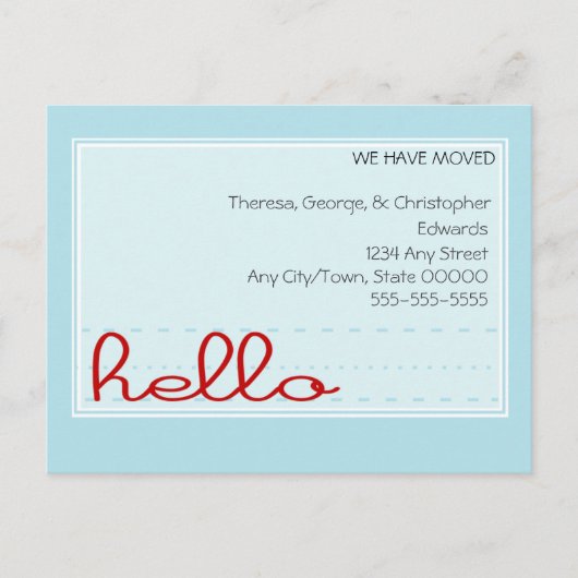 Hello Moving Announcement Ankündigungspostkarte (Vorderseite)