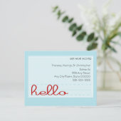 Hello Moving Announcement Ankündigungspostkarte (Stehend Vorderseite)