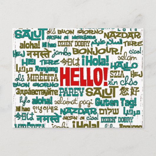 Hello (Multi Language) Postcard Postkarte (Vorderseite)