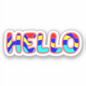 HELLO Multicolor Lebender Text Aufkleber (Vorderseite)