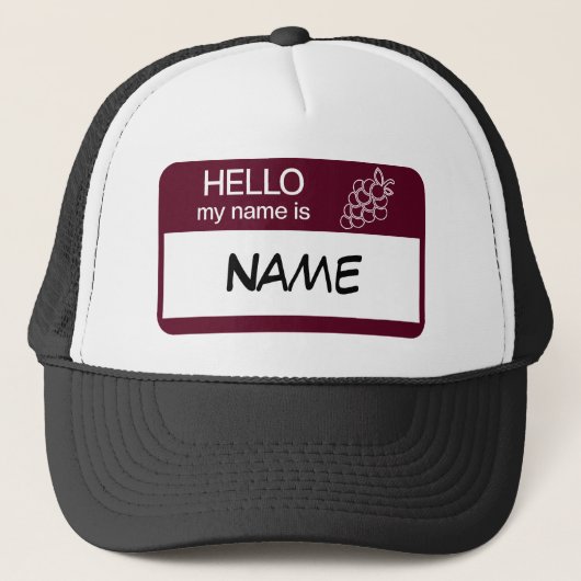 Hello Name Badge Wine Tasting Customized Truckerkappe (Vorderseite)