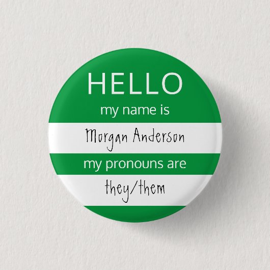 HELLO Name und Pronouns Abzeichen Button (Vorderseite)