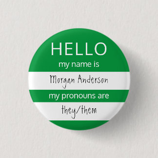 HELLO Name und Pronouns Abzeichen Button