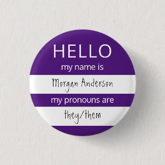 HELLO Name und Pronouns Abzeichen Button