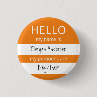 HELLO Name und Pronouns Abzeichen Button
