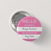 HELLO Name und Pronouns Abzeichen Button (Vorne & Hinten)