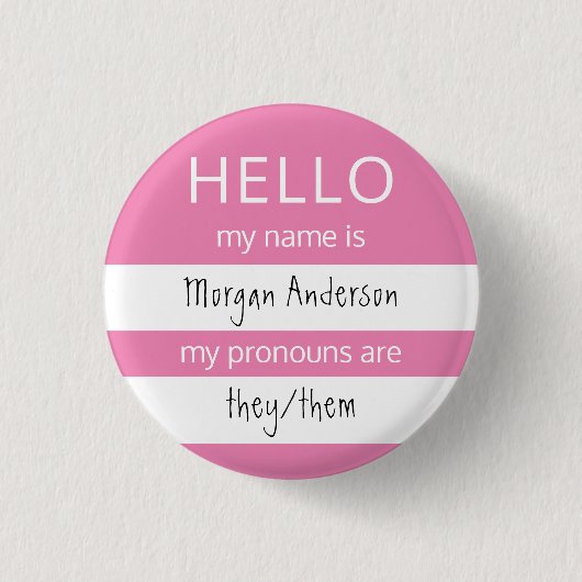 HELLO Name und Pronouns Abzeichen Button (Vorderseite)