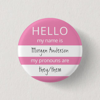 HELLO Name und Pronouns Abzeichen Button