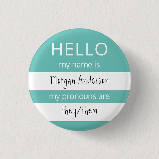 HELLO Name und Pronouns Abzeichen Button (Vorderseite)