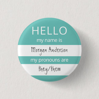 HELLO Name und Pronouns Abzeichen Button