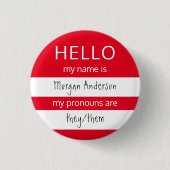 HELLO Name und Pronouns Abzeichen Button (Vorderseite)