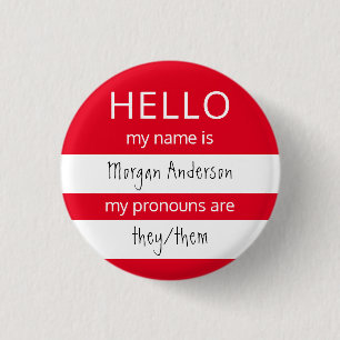 HELLO Name und Pronouns Abzeichen Button