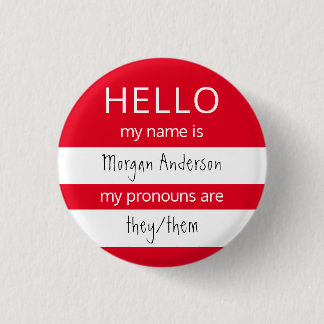 HELLO Name und Pronouns Abzeichen Button